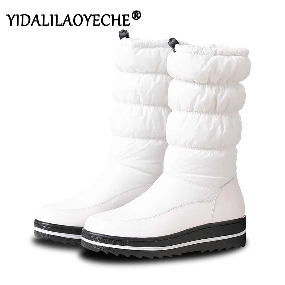 Large size 35-44 winter ladies snow boots warm thick down platform female waterproof non-slip mid calf women's | Обувь