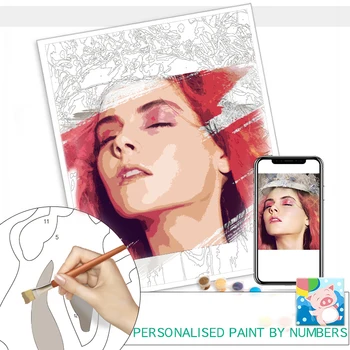 

Personalised Paint By Numbers Photo Custom DIY Painting By Number Picture Drawing Canvas Portrait Family Children poster anime