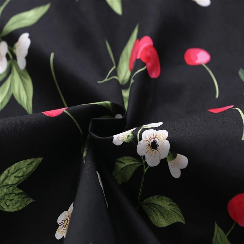 Kostlish Cotton Summer Dress Women 2017 Sleeveless Tunic 50s Vintage Dress Belt Elegant Print Rockabilly Party Dresses Sundress (42)