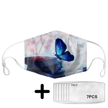 

Pretty Blue Butterfly Pattern Women Mouth Masks Girls Boys Fashion Mask on Face Breathable Outdoor Protect with PM2.5 Filters