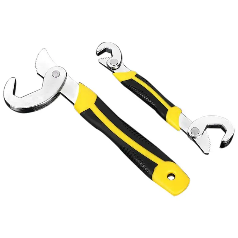 

Universal Adjustable Wrench Set, 6-32mm 2pcs Quick Self-gripping Multifunction Spanner Tool Square Round Wing Nuts/Bolts or Pipe