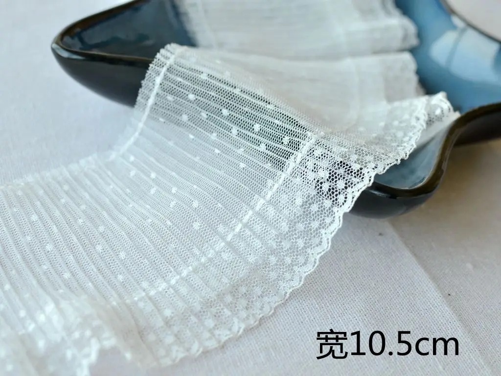 10CM Wide Tulle Mesh Small Dots Embroidered Ribbon Dress Collar Stitching Ruffled Lace Applique Sewing Accessories lace ribbon lace garment accessories lace sewing supplies lace sewing accessories lace accessories