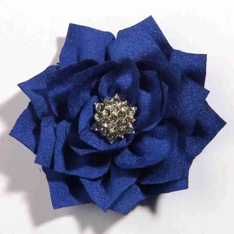 Royal Blue 200 шт 7,5 см 2,9" модные цветы из ткани в форме лотоса со звездой Стразы для заколки для волос аксессуары для свадебного букета - Цвет: Royal Blue