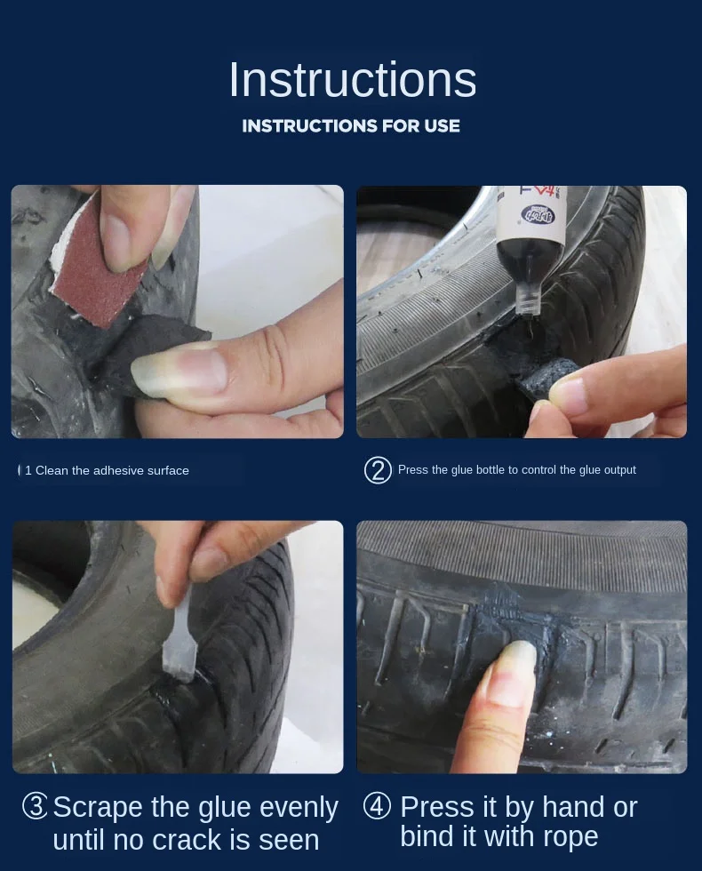 Réparation instantanée de pneus de voiture colle liquide colle caoutchouc  solide = xp