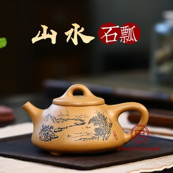 

Yixing Zisha Teapot Purple Clay Teapots Handmade Shanshui Shipiao 200cc