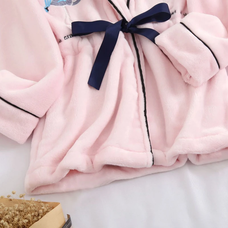 Животные Emboridery Пижамы Для женщин одежда для сна зимний фланелевый флисовый Пижамный Для женщин теплый пижамный комплект Пижама для Для женщин одежда для сна