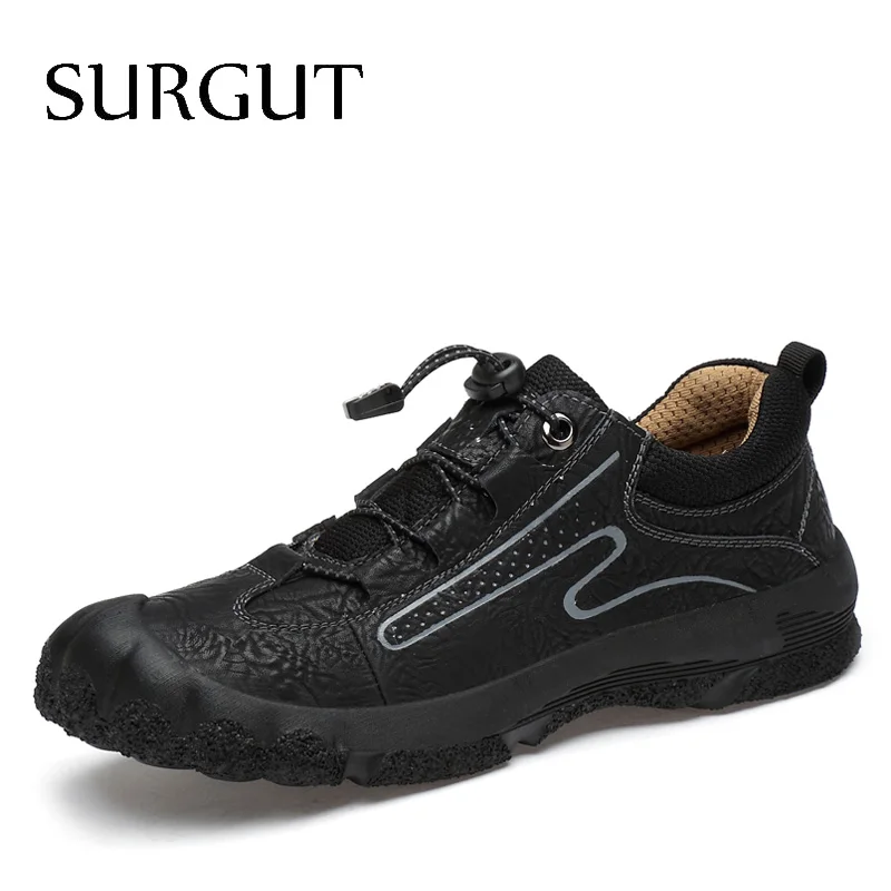 Black SURGUT/мужская повседневная обувь; лоферы; кроссовки; Новинка; модные Лоферы ручной работы в стиле ретро для отдыха; Zapatos; повседневная мужская обувь; es Hombres - Цвет: Black