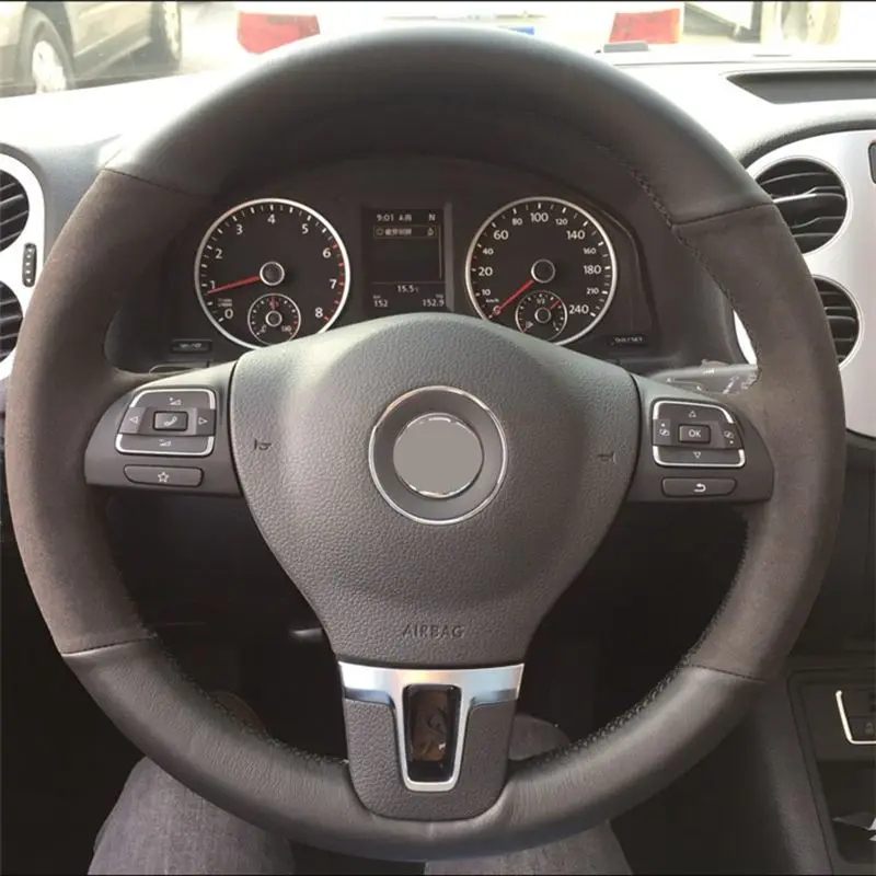 Чехол на руль из черной замши для Volkswagen vw Golf 6 Mk6 Jetta Polo 2011 2014|Чехлы руль| |