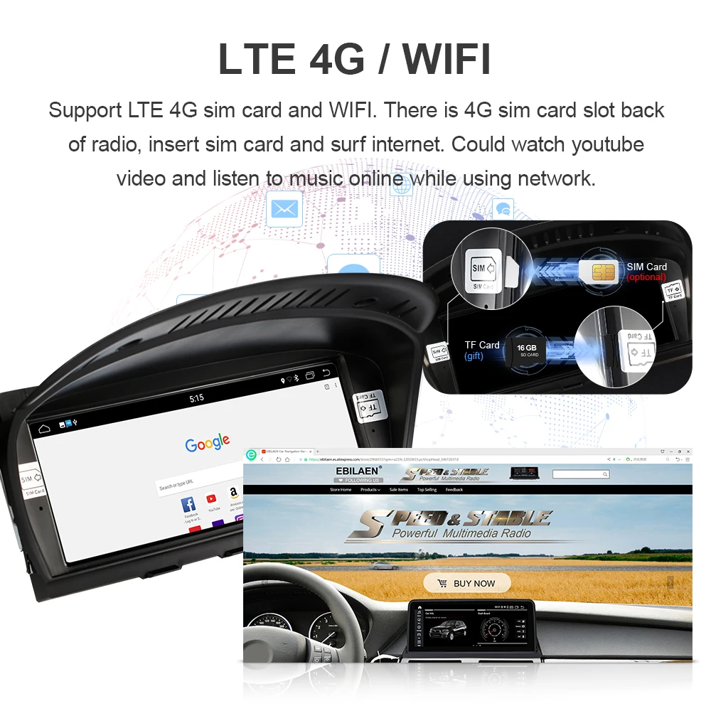 EBILAEN Android 10 автомобильный DVD GPS плеер для BMW 5 серии E60 E61 E62 E63 3 E90 E91 CCC/CIC навигация