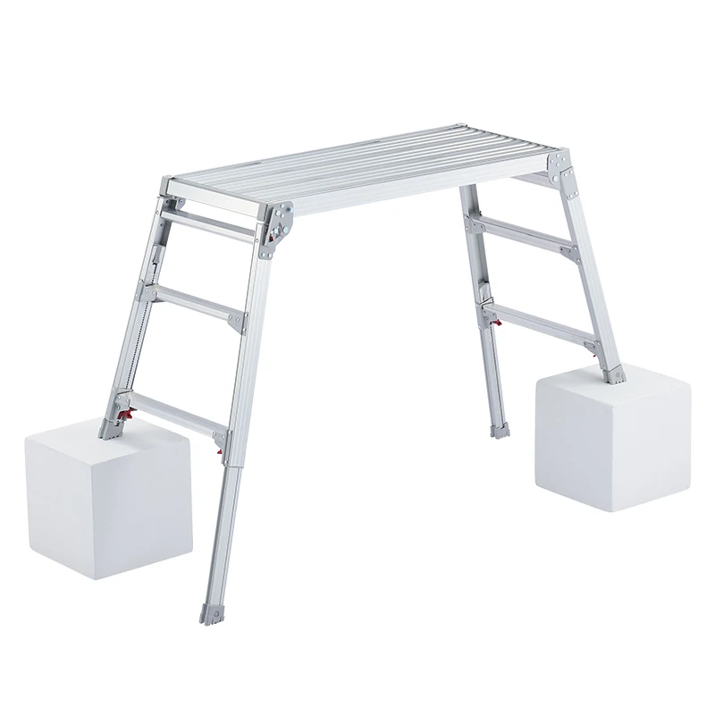 US $199.99 Hasegawa work bench platform silver anodized Aluminum Step Ladder Drywall Safe Heavy Duty portable Bench folding stool sliver