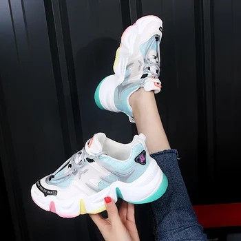 

2020 Women Chunky Sneakers Platform Tenis Female Pink Trainers Casual Shoes Designers Lace Up Dad Shoes Woman Fashion