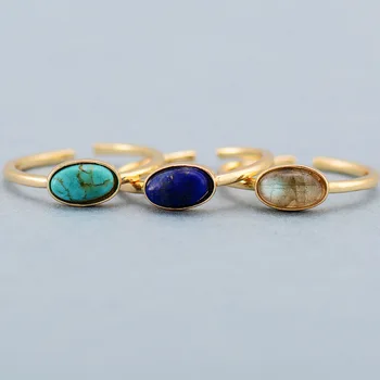 Trendy Luxury Women Classic Finger Rings Modern Cocktail Adjustable Designer Natural Stone Ring Anniversary Holiday Jewelry