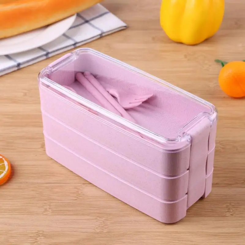 3 Слои Bento еды микроволны хранения пшеничной соломы отгрузка &quotЛанч бокс&quot Ланч