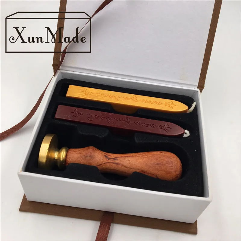 two stick D) индивидуальная восковая печать штамп с уплотнительными восковыми палочками Подарочная коробка ретро винтажная деревянная металлическая ручка Высокое качество штамп набор - Цвет: two stick