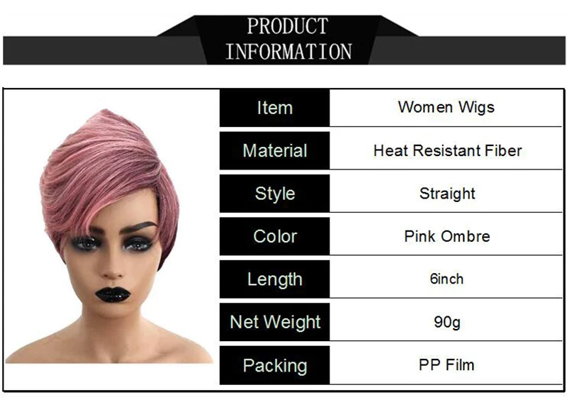 6 дюймов женские розовые волосы два тона синтетические парики для африканских женщин высокая температура волокно боковая часть парик Омбре вечерние/Косплей