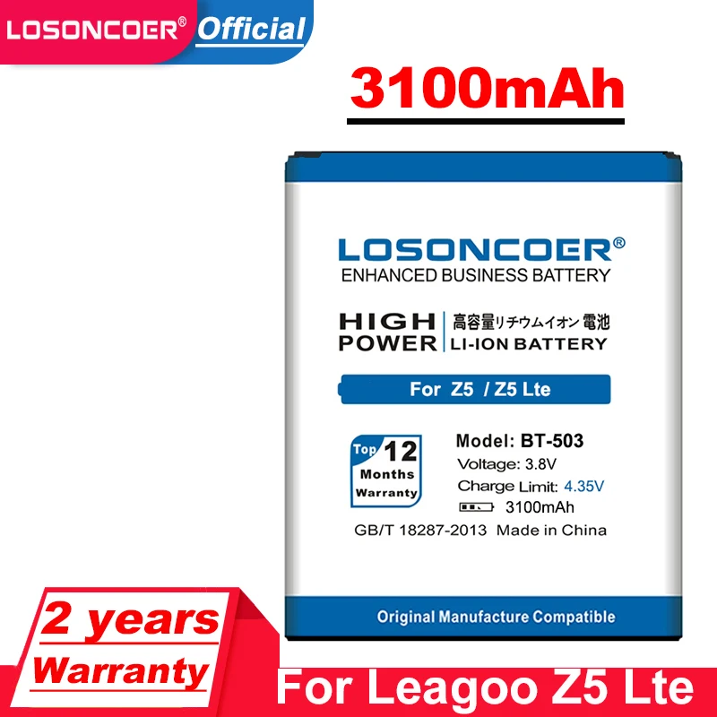 LOSONCOER 3100 мАч BT 503 BT503 для Leagoo Z5 Z5L Lte аккумулятор + номер отслеживания|Аккумуляторы