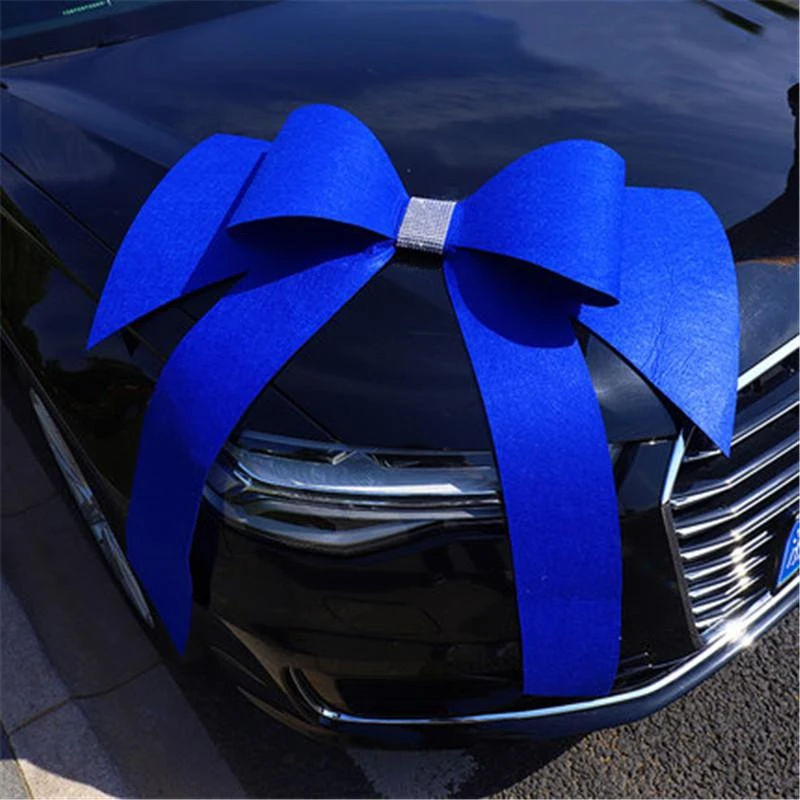 blue-Single Bow-knot Свадебное украшение автомобиля Романтический бантом вечерние украшения для автомобиля красочные DIY бант письмо, любовь, сердце Свадебные украшения - Цвет: blue-Single Bow-knot