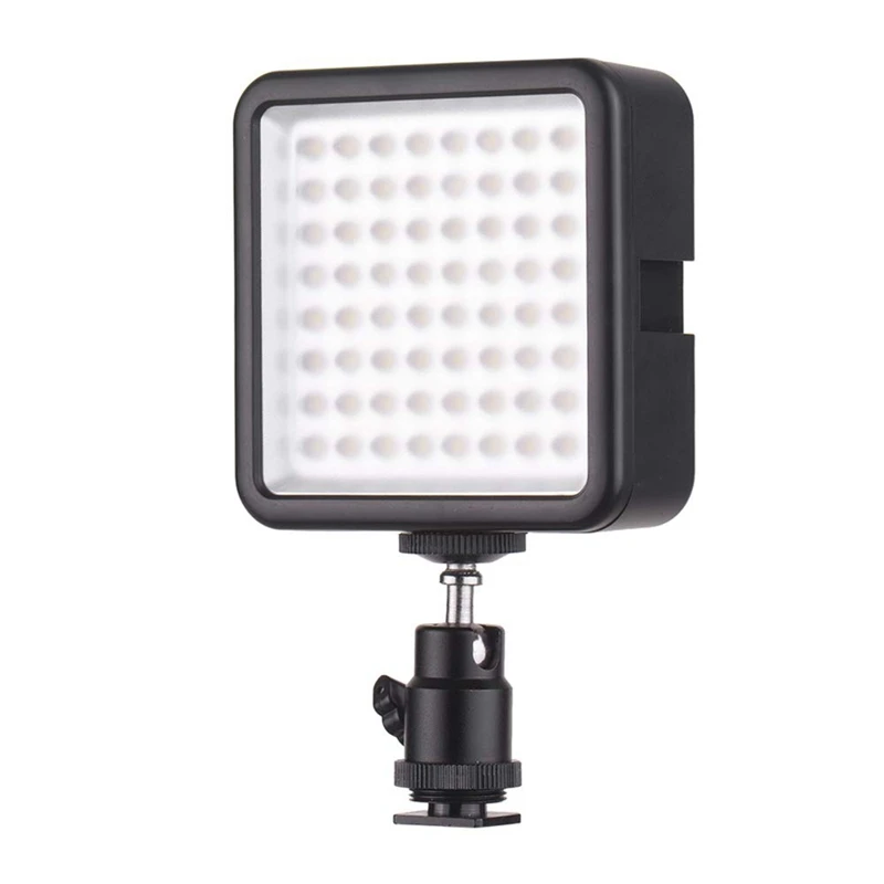 

Wy-64 Ultra Bright Mini Led Video Light 8W Dimmable 5600K High Power Panel Camcorder Video Lamp with Shoe Mount Adapter for Cano