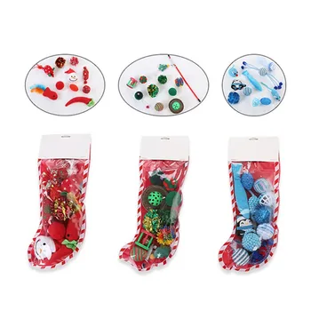 

Christmas Pet Cat Sock Packing Toy Festive Puppy Stocking Variety Pack Toy Dog Squeaky Plush Toys Christmas Dog Stocking Gifts..