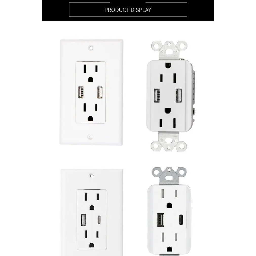 Usb type-C US стандартная настенная розетка, американский стандарт, портативная 15A американская запасная розетка с тремя отверстиями