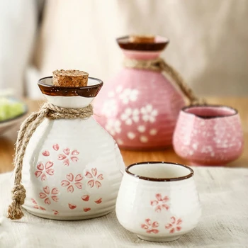 

Sakura creative ceramic white wine glass retro sake cup home Japanese small liquor bottle YHJ112301