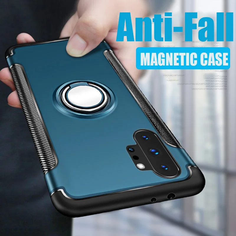 Роскошный силиконовый чехол с магнитным кольцом для samsung Galaxy Note 10 plus 9 S8 S9 S10 Shockrpoof