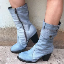 Aisputent/Новинка года; женские ботинки; ковбойские ботинки; зимняя теплая обувь до середины икры для женщин; модные короткие ботинки; индивидуальная обувь