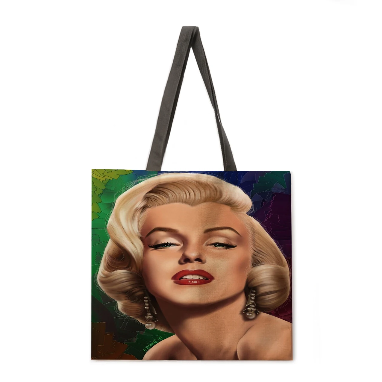 Ladies leisure handbag Monroe oil painting print handbag Ladies shoulder bag Outdoor beach bag Foldable shopping bag