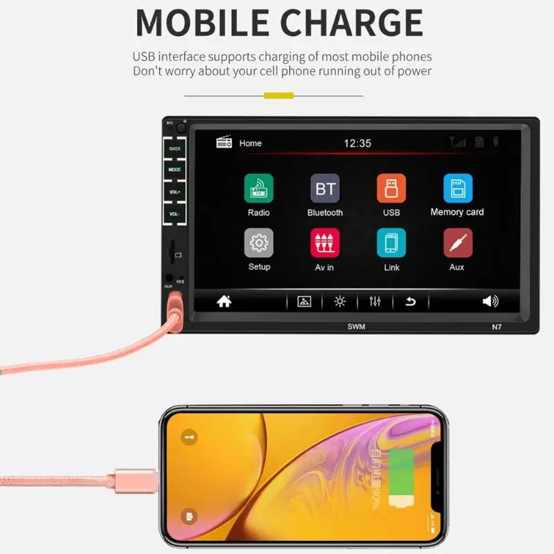 VODOOL стерео умелое производство N7 двойной 2 DIN стерео 7 дюймов экран Bluetooth USB AUX FM радио в тире головное устройство