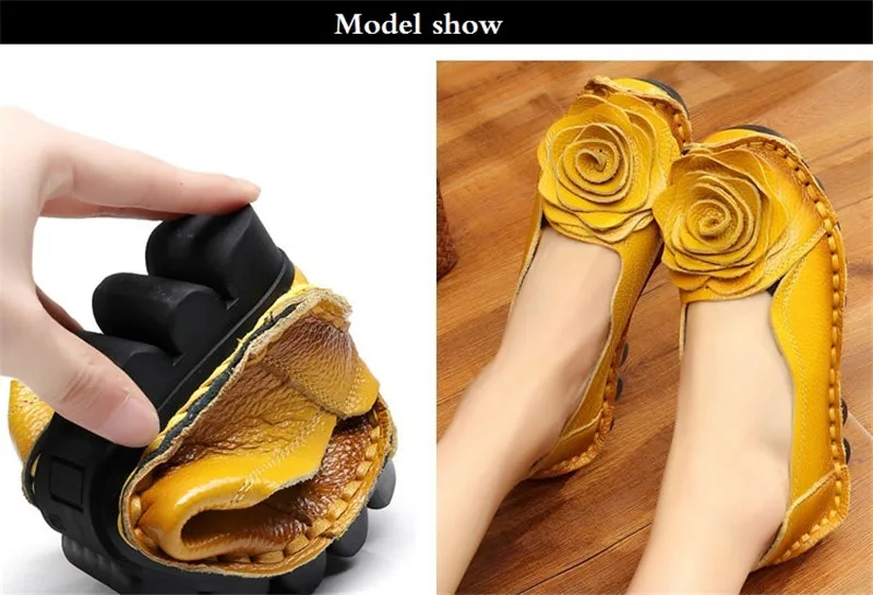 BEYARNEAutumn плюс Size35-42Slip по повседневные Лоферы Для женщин туфли на плоской подошве мужская обувь ручной работы из натуральной кожи с цветочным