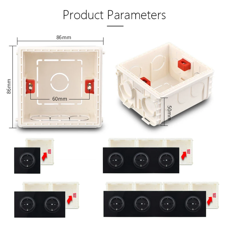 Wall Switch Soocket Cassette Multi-Purpose Installation Box Adjustable Mounting Box Breakout for 86 Type Switch and Socket