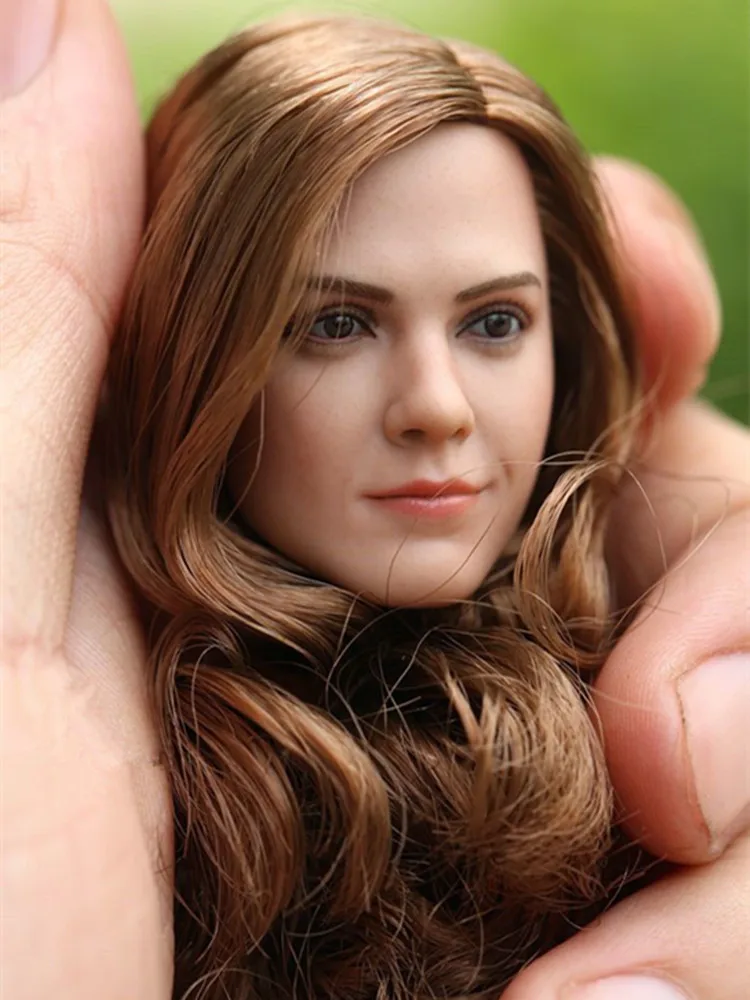 1/6 женская голова Sculpt Гермиона Эмма Уотсон улыбка женщина голова модель с длинным Кучерявый волосы для 1" Женский фигурка тела