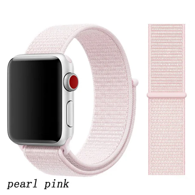 pearl pink Ремешок для наручных часов Apple Watch Series 5/4/3/2/1 38 мм 42 мм мягкий нейлон дышащий сменный ремешок Спортивные петли для наручных часов iwatch серии 40 мм 44 мм - Цвет ремешка: pearl pink