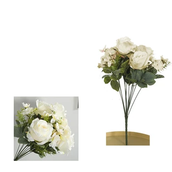 

12HEADS ARTIFICIAL SILK FLOWERS ROSE BUNCH Wedding Home Grave Outdoor Bouquet