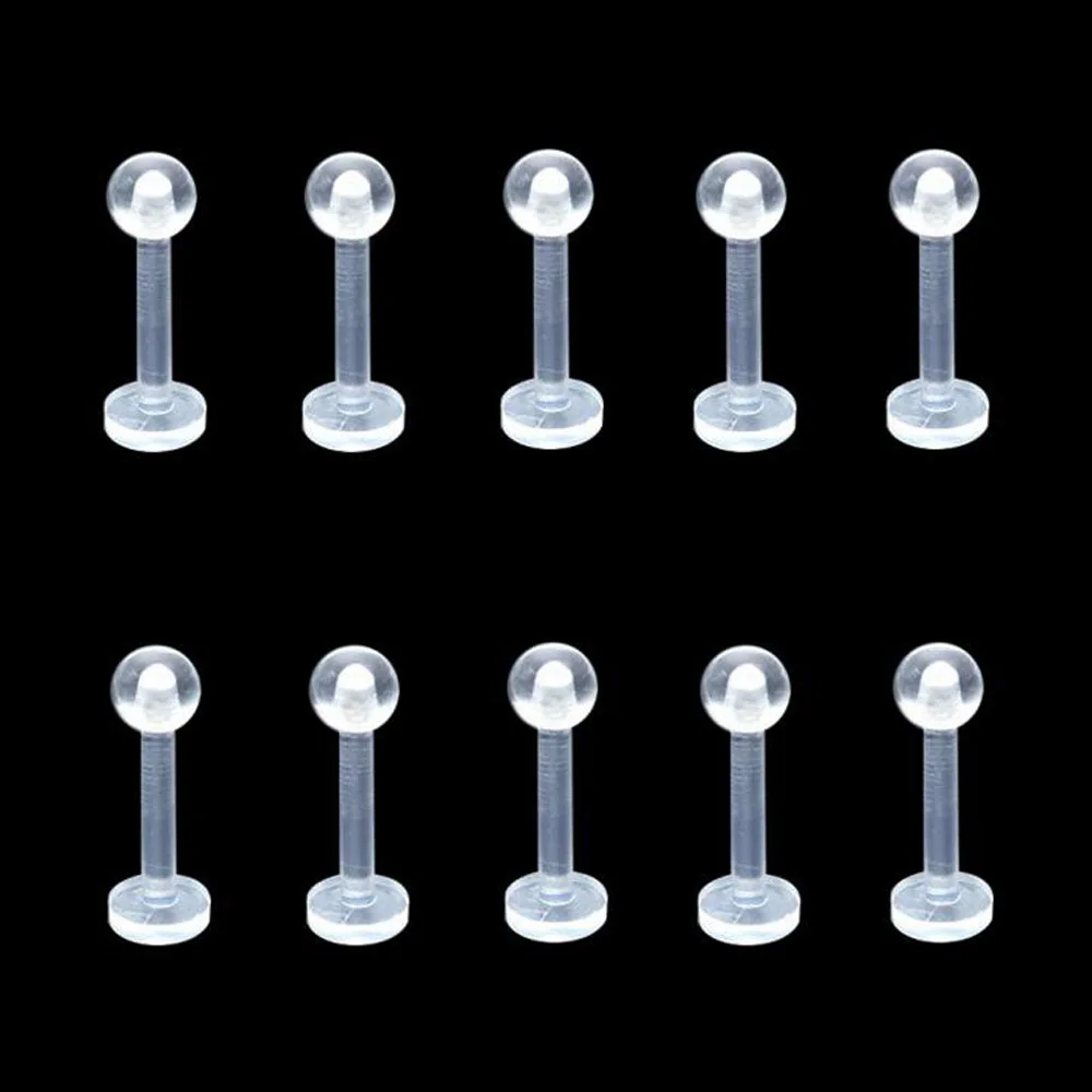 Piercing 3 Pieces/lot 18g Clear Transparent Invisible Lip Labret Ring