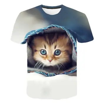 

2020 new 3D printing cute cat summer new top streetwear casual T-shirt XXS-6XL