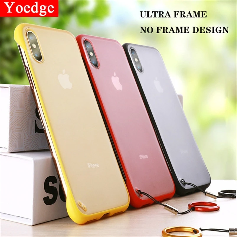 

Transparent No Frame Matte PC Phone Case For iPhone 7 8 6 S 6S Plus XS Max XR X 10 Shockproof Back Cover Slim Matte Clear Coque