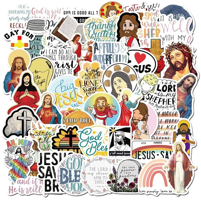 50pcs New Jesus Christian Cartoon Graffiti Stickers Toy Suitcase Guitar Motorcycle Notebook DIY Helmet Waterproof | Игрушки и хобби