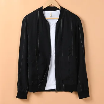 

Men Autumn Winter Fashion Japan Style Cotton Linen Coat Stand Collar Multi Pockets Long Sleeve Large Size Basic Casual Jacket