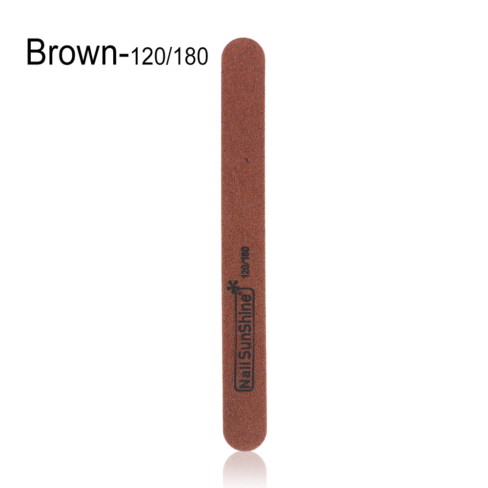 Brown 120 180 1 шт., 7 цветов, двухсторонняя шлифовальная буферная пилка для ногтей, профессиональная цветная губка, зернистость для дизайна ногтей, педикюр, маникюрные инструменты для ухода за ногтями - Цвет: Brown 120 180