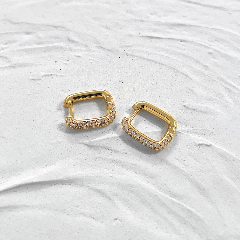 Peri'sBox Gold Silver Color U Shape Colorful CZ Stone Earrings Mixed Geometric Earrings for Women Minimalist Small Hoop Earrings - Image 5