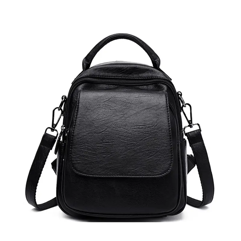 Брендовый рюкзак 3 в 1, женский кожаный роскошный рюкзак, Женский Повседневный Рюкзак, ранец, школьная сумка для девочек-подростков, Sac A Dos - Цвет: Black