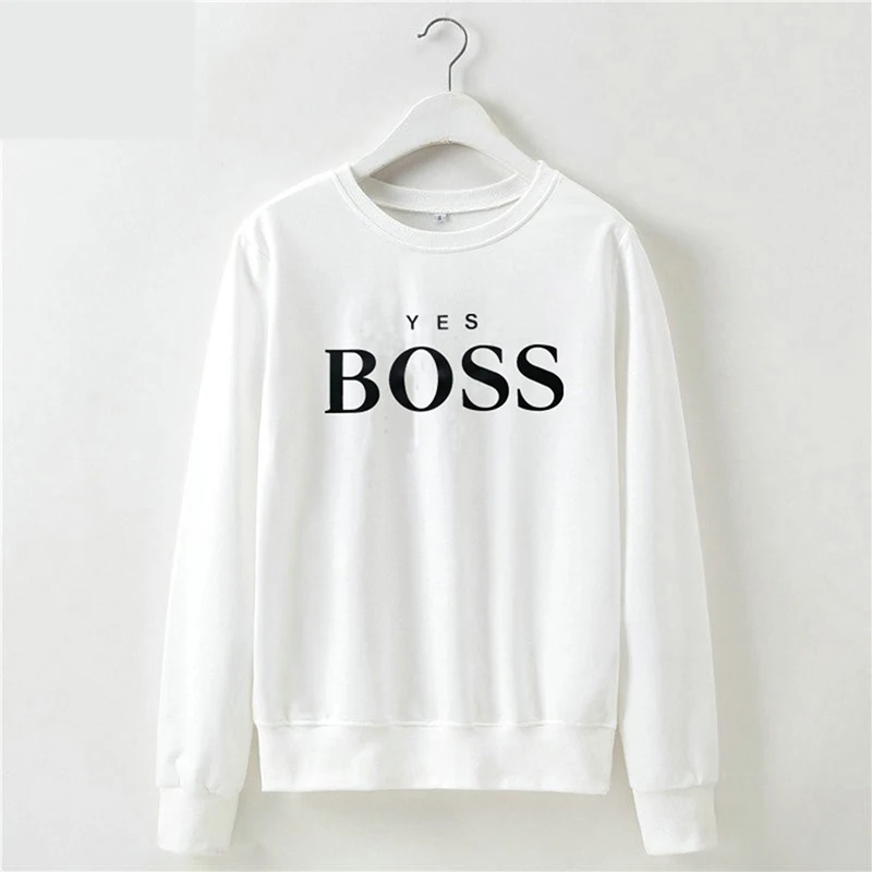 Свитшоты женские повседневные толстовки с капюшоном и надписью BOSS с длинным рукавом весенние топы Осенняя Толстовка
