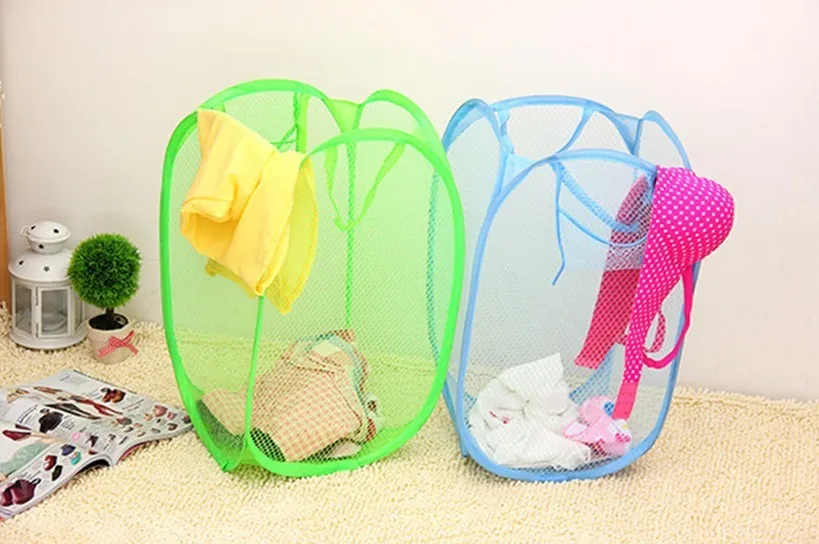 Network-well multicolour folding laundry basket Dirty clothes/toy storage basket finishing basket