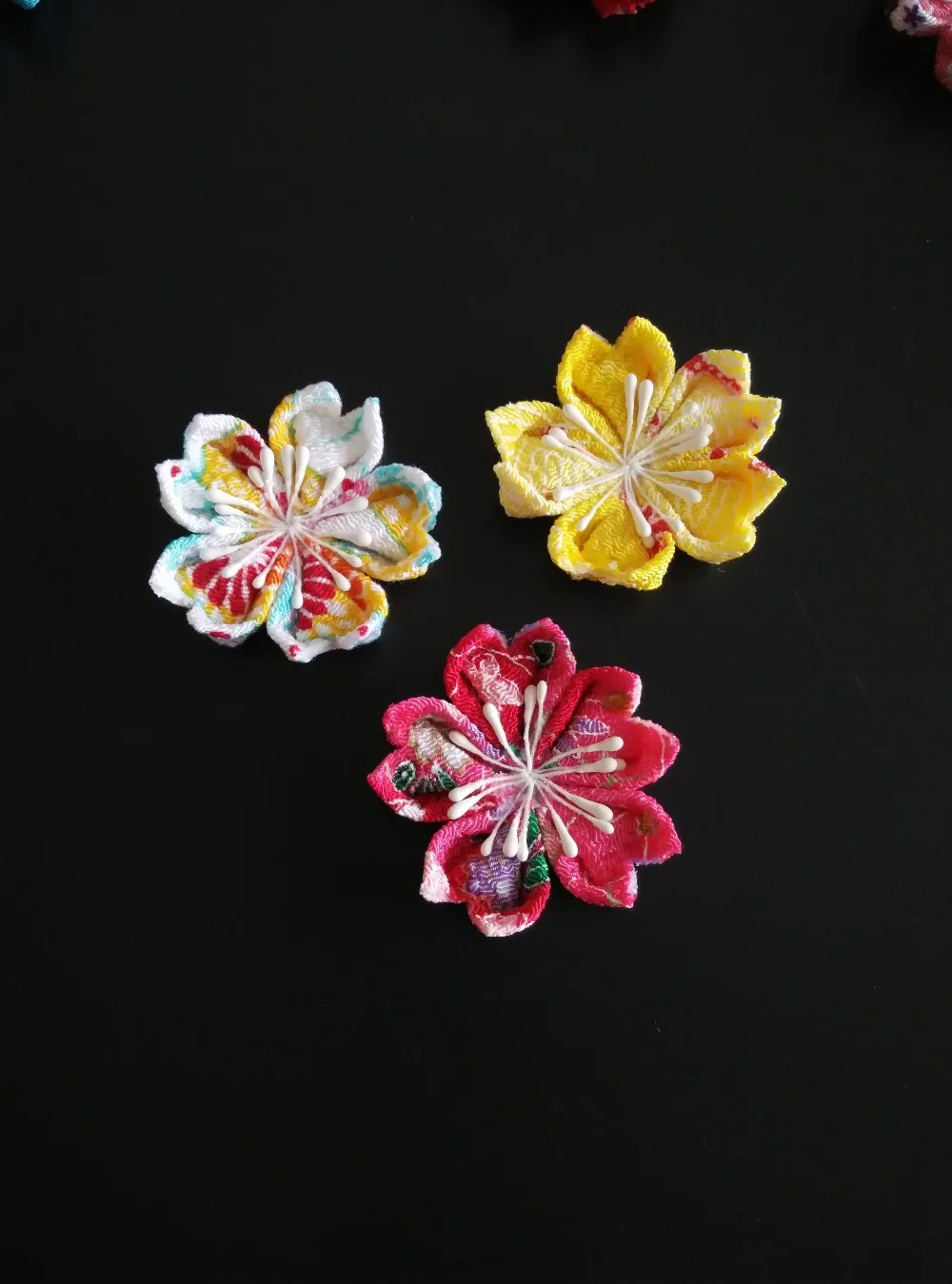 LALAVARA 30 шт. на заказ Азиатский традиционный цветок для волос kanzashi Детские зажимы для девочек Сакура