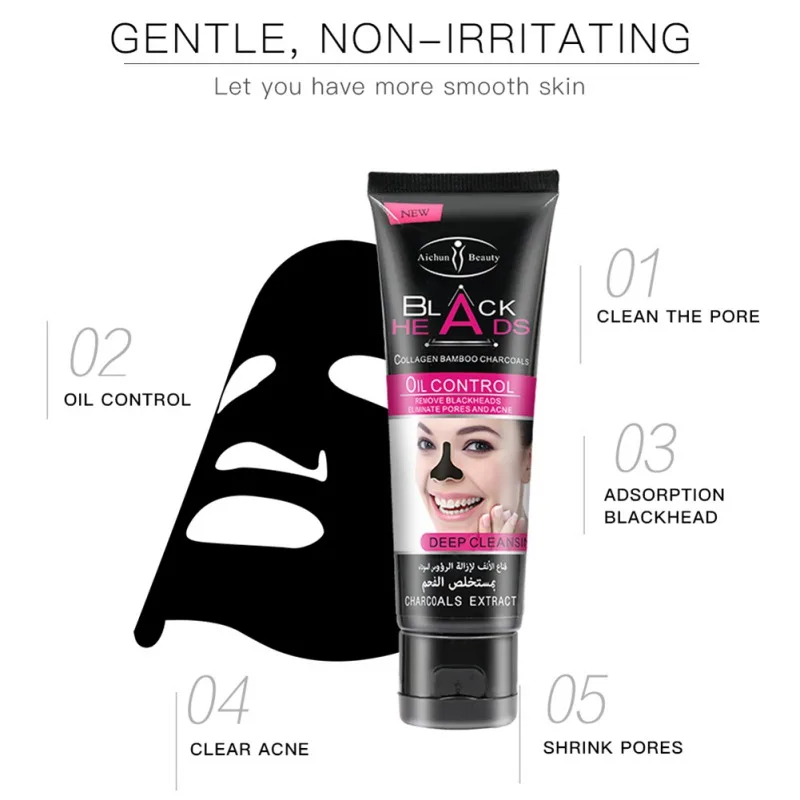 Уход за кожей лица черных точек Нос Маска blackhead чистящий крем уменьшает поры, удаление черных точек маска для носа грязи по уходу за кожей