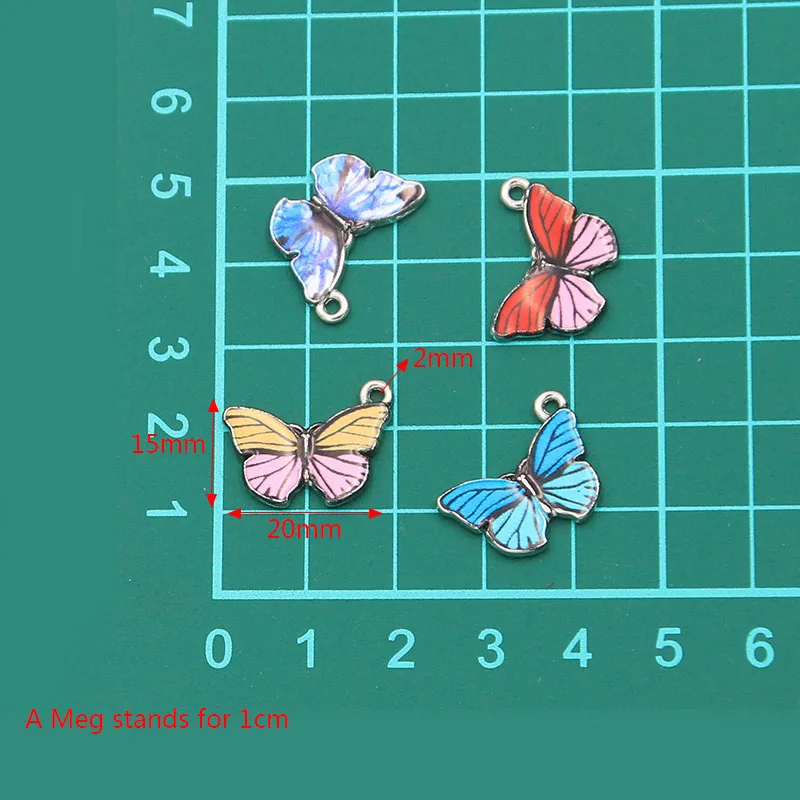 10PCS 4 Styles 8 Color Alloy Metal Drop Oil Colorful Butterfly Charms Animal Pendant For DIY Bracelet Necklace Jewelry Making