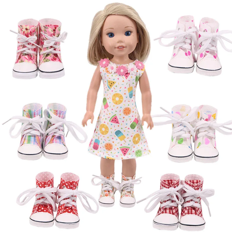 Doll Shoes Doll Accessories Doll Boots High-top Canvas Shoes For 14.5 Inch Paola American Doll&BJD EXO Doll&32-34Cm Paola Reina Doll Russia DIY Girl Toy