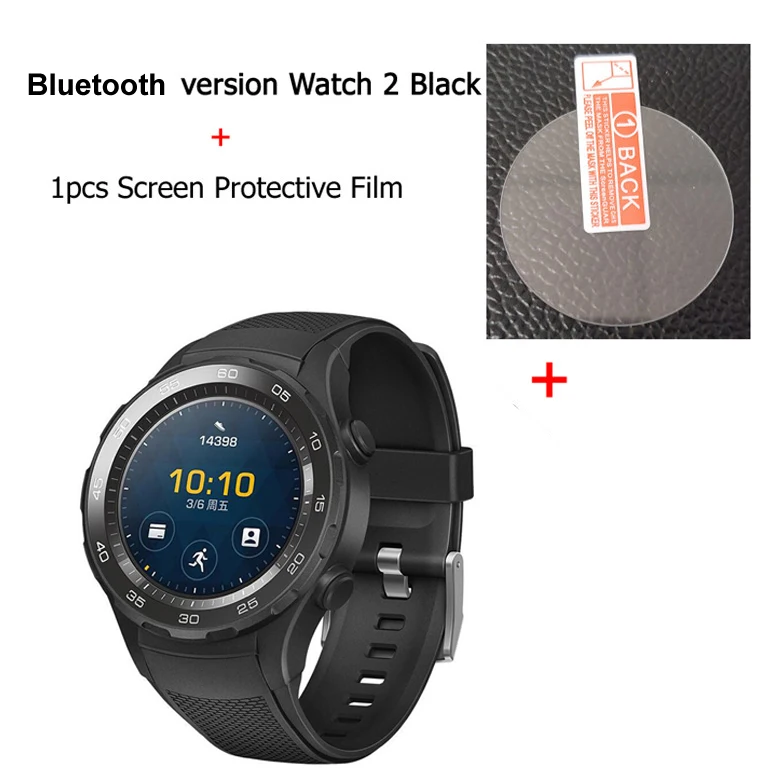 Спортивные Смарт-часы huawei с глобальной прошивкой, 2, фитнес-трекер для измерения сердечного ритма и сна, для Android iOS, IP68, водонепроницаемые, NFC, gps, часы - Цвет: BT Black add Film