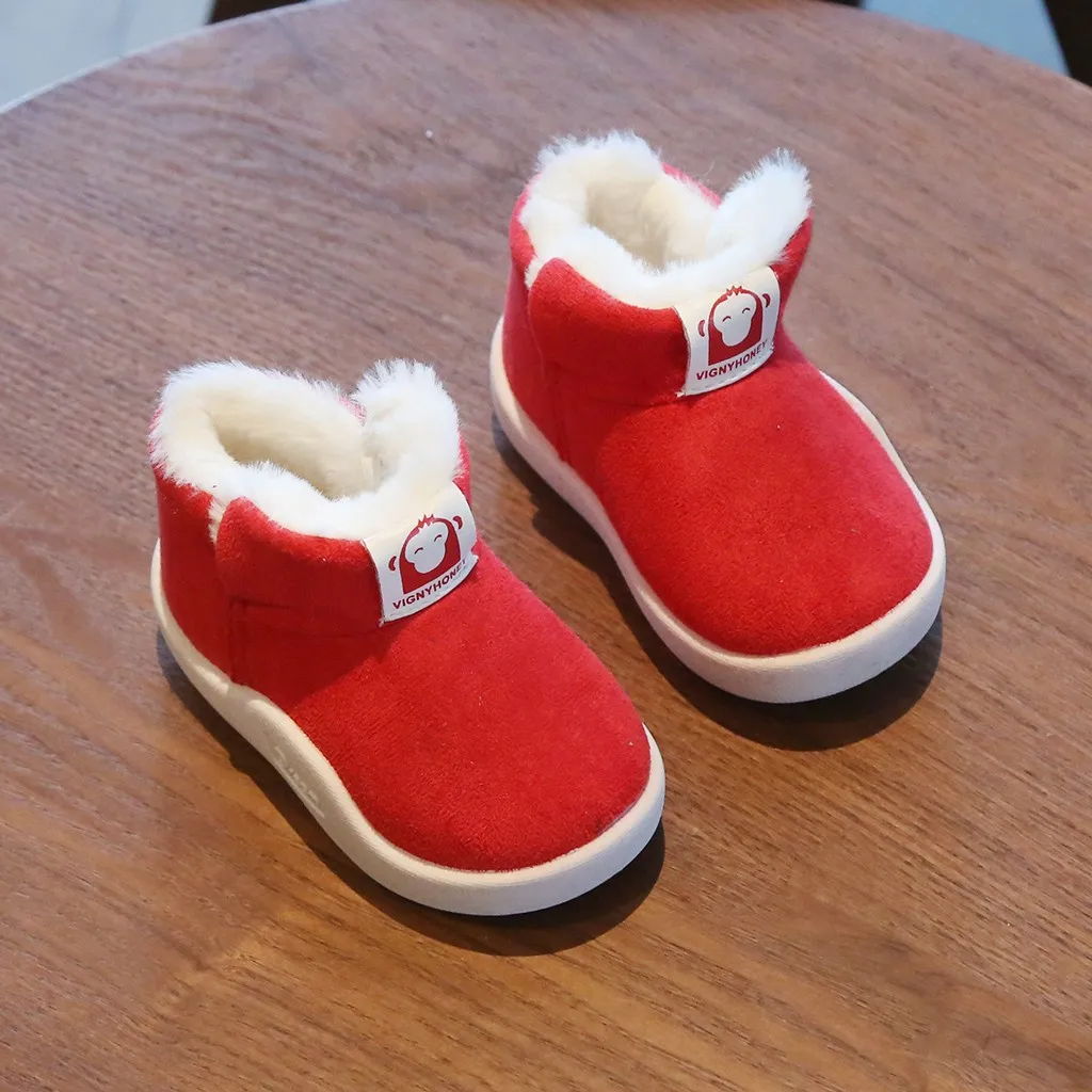 Обувь для маленьких девочек; Красные Теплые Зимние ботильоны для девочек; детская обувь; зимняя обувь для мальчиков;# G2 - Цвет: Красный